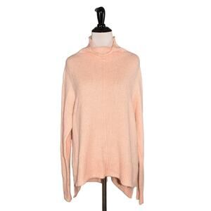 FREE PRESS NEW $30 Long Sleeve Turtleneck High Low Sweater Coral Pale Small